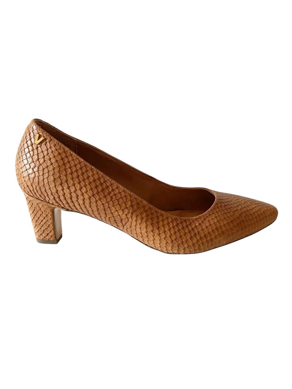 Vionic Madison Mia Camel Tan Snake Pumps Heels 8.5 Office Career Work Like New
